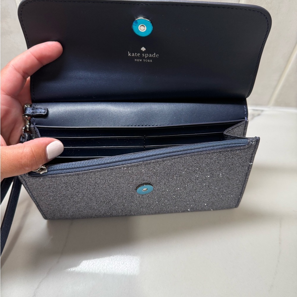 Kate Spade Navy Glitter Wristlet